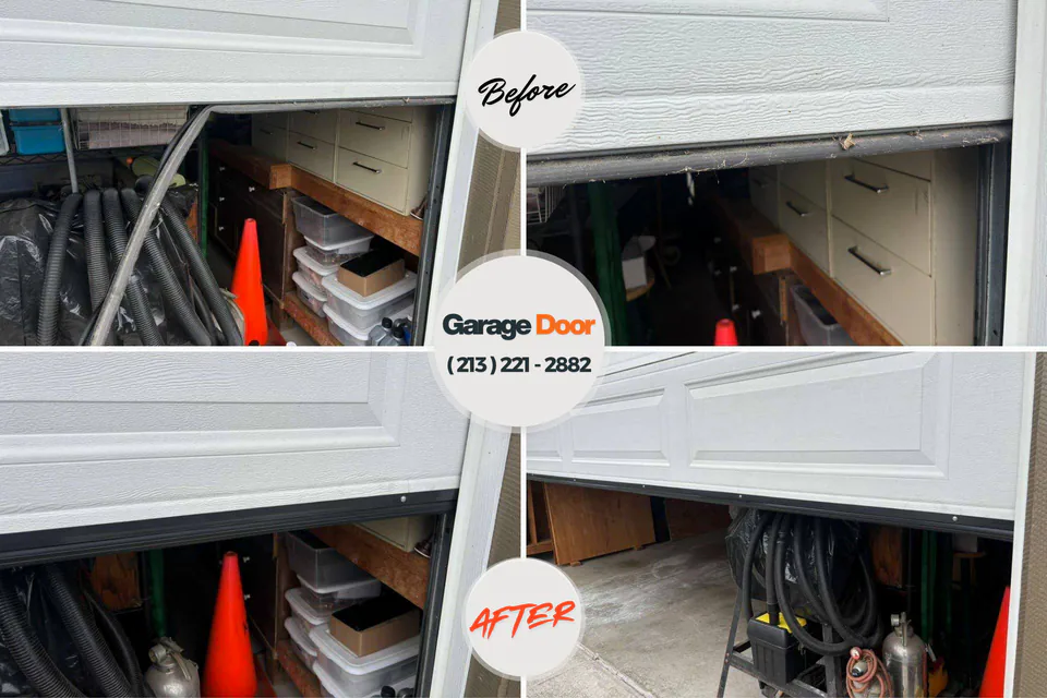 Before and after: garage door repair Keewatin, MN